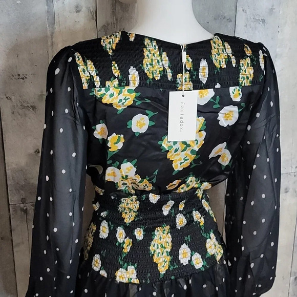 Foxiedox Anemone Smocked Mixed-Print Dress - Picture 7 of 14